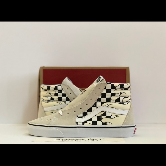 vans sk8 hi checker flame
